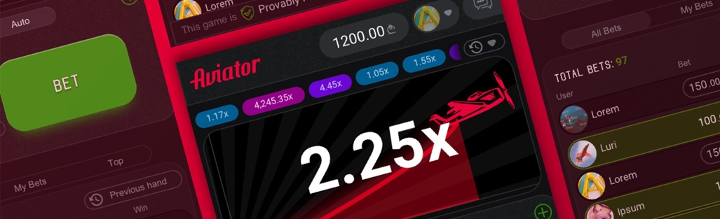 Photo présentation interface jeu Aviator casino